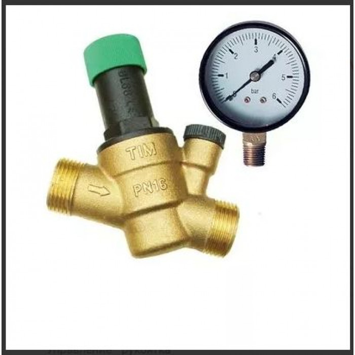Редуктор понижения давления TIM с манометром 1/2"г-1/2"г-3/4"ш